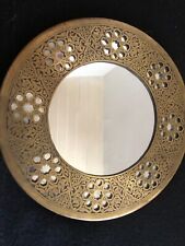 Vintage Moroccan hand made Brass round mirror Islamic design  10inch