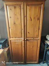 Solid wood 2 door Wardrobe used pine and Dressing Table with mirror and stool