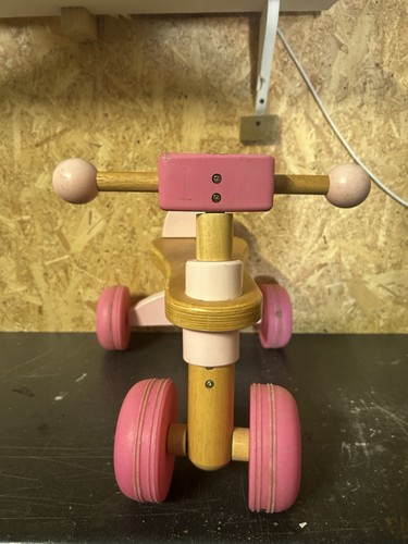 Elc wooden ride trike pink - on,