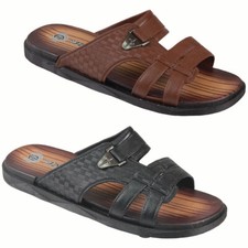 MENS MULES GLADIATOR FAUX LEATHER WALKING SANDALS SUMMER BEACH FLIP FLOPS SHOES