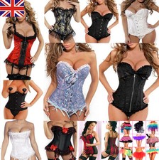 UK Women Sexy Party Bustier Boned Corset Sets Shaper Basques+Lingerie/Skirt 6-24