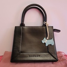 Genuine Radley Mini Black Leather Grab Bag In Perfect Condition with Dust Bag