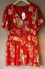 BNWT Womens QUIZ Size 18 Red Floral Dress Occasion Wedding Party Holiday Cruise