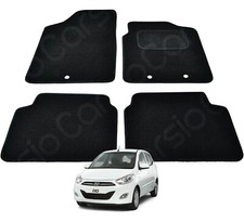 For Hyundai i10 09 - 2014 Tailored Black Car Floor Mats Carpets 4pc Set 3 Holes