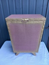 Pink &gold Coloured Lloyd Loom Style Linen Basket