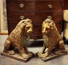 Pair Of 1930's Terracotta Garden Lions