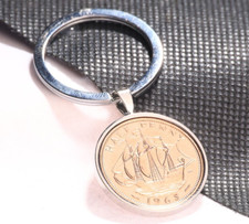 1965 60th Birthday Pre Decimal Half Penny Coin Luxury Keyring
