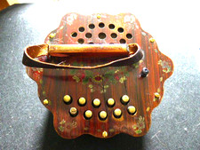 RARE German-Czech Anglo 20+1 Button Concertina.. 5 Fold..Hand Painted Decor GC