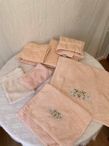Vintage apricot cotton towels - vintage,