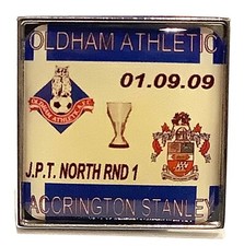 Oldham Athletic v Accrington Stanley 2009/2010 Johnstone’s Paint Trophy Badge 