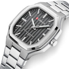 Fashion Mens Octagon Waterproof Stainless Steel Quartz Casual Men Business Watch