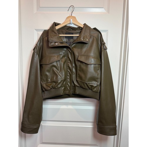 Zara olive green faux leather - olive,