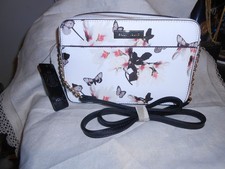 NWT SALLY YOUNG CROSS BODY WHITE PU BUTTERFLY BAG zip closure,open front pocket