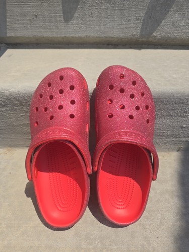 Crocs classic red glitter clog - red,