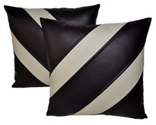 2 Black & Cream Striped Faux