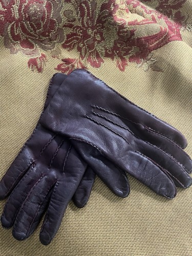 Burgundy ladies leather gloves - burgundy,