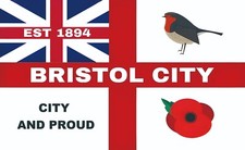 Bristol City Football club flag banner. 5ft x 3ft. St George's Cross