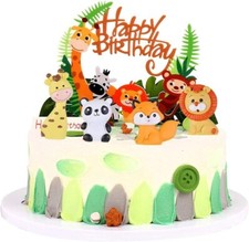 Animal Cake & Cupcake Toppers for Kids Birthday Party Lion Giraffe Panda Fox-NEW