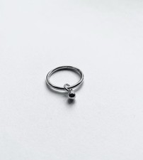 Sterling Silver 925 Ring Band With A Dangling Ball Charm
