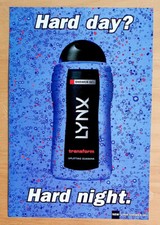 LYNX TRANSFORM SHOWER GEL HARD DAY HARD NIGHT MAGAZINE ADVERT AD
