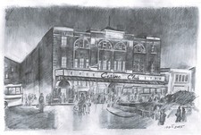 Northern Soul; "Arriving at Wigan Casino" an original pencil sketch, 38 x 24 cm