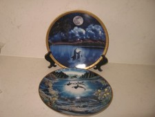 2 x  DOLPHIN PLATES - MOONLIGHT ENCHANTMENT & SAUNLIT GLOW  - DANBURY MINT