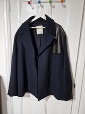 Studio Nicholson x Zara Men's Wool & Leather Coat - Navy. RRP £450. NEVER WORN
