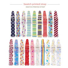 Waterproof Notched Silicone Printed Watch Band Strap for Swatch 16mm 17mm 19mm