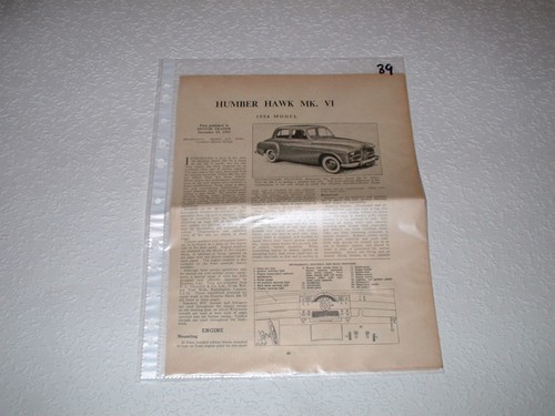 Humber hawk motor - hawk, trader
