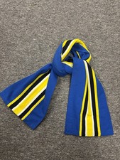 Vintage Blue Yellow Cream Black Mod Scooter College Scarf Wool Striped 