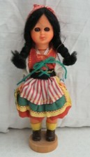 Vintage Dutch National Costume Doll wooden base. Measures 18cm