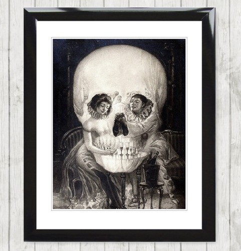 Framed print skull gothic - framed,
