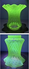 Victorian Vaseline Uranium Glass Oil Lamp Shade 2.75" Fitter 15cm Tall