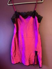 Pink Satin Slip Dress –