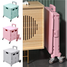 Foldable Boot Cart Storage Box with Wheels 45L Camping Picnic Shopping Trolley