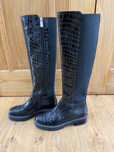 Carvela black patent mock croc - patent,
