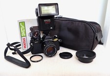 Vintage PENTAX MV 35mm film SLR camera kit with lens and extras 