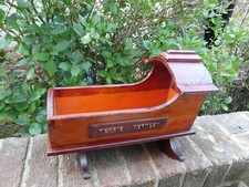 Antique 19th Century Victorian Pitch Pine Doll Crib - Belonged to Bessie Berkley