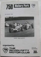 MALLORY PARK 8 Aug 1982 750 MOTOR CLUB Car Races Official Programme