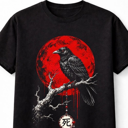 Raven red moon japanese horror - red,