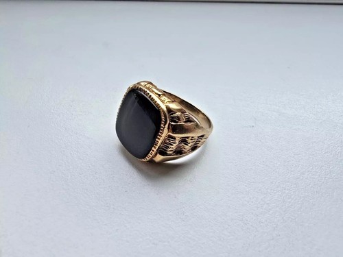 9ct gold black onyx ring - onyx,