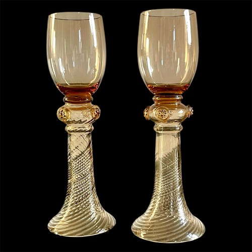 Pair antique amber glass - antique,