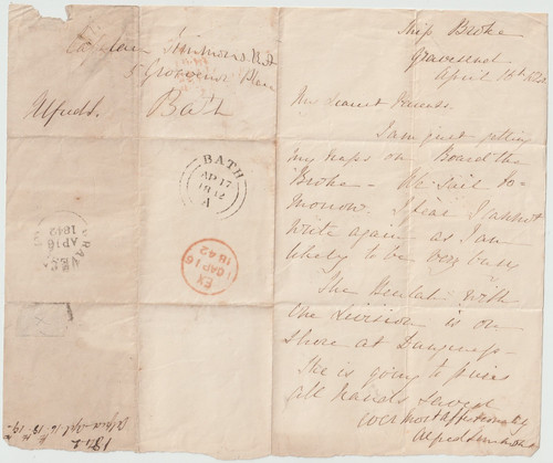 1842 gravesend pmk letter - gravesend, on