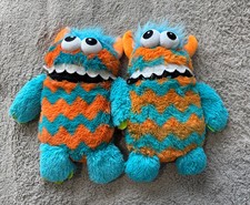 GOSH! Designs Blue & Orange Worry Monsters X 2, 13" Plush Soft Toy, Zipped Mouth