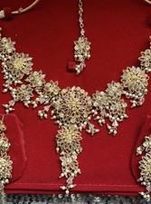 Jewerelly Set with Tikka Earring and Necklace Set for Women Gold Plated Indian