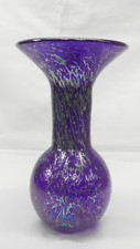 Iridescent, Opalescent Blue, Silver Colour STUDIO Glass Vase 8 1/2" Tall