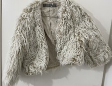 ZARA coat jacket winter party CREAM Feather look Size M BNWT