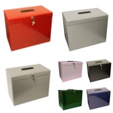 A4 File Filing Box Metal Home Office Storage Lockable Suspension Files Coloured