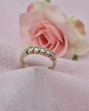 9ct Yellow Gold Diamond Half Eternity Pinky Ring. Small Size I 1/2 (I -Indigo) 