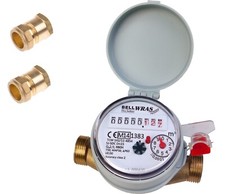 Single-Jet Cold Water Meter 3/4" BSP with 22mm Copper Pipe Fittings :: House +
